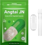 Empty Capsules, AngtaiJN 100 Count Clear Vegetarian Capsules, Size 0 DIY Pill Capsules Filling Empty Caps with Micro Lab Spoon, Kosher, ISO9001, Gluten Free, Halal Certified, Non-GMO Certified