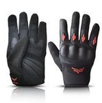 XTRIM Protekt - Universal Bike Riding Gloves for Men (Large), Sloping Finger Knuckles, Bike Accessories, Touchscreen Compatible Fingertips, Suede Padding, Gloves for Protection, Washable (Black & Red)