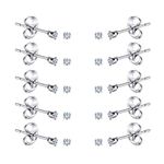 FOSIR 2-4MM Tiny Women's Stainless Steel Round Clear Cubic Zirconia Stud Earrings(10 Pairs)