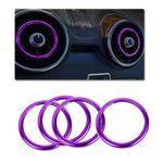 ontto 4pcs Aluminum Alloy Air Condition Air Vent Outlet Ring Cover fit for A1 S1 8X 2010-2018 Rear Vent Trim Decoration Sticker Car Interior Mouldings Purple