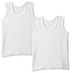 ZEDEX Kids Girls and Boys Round Neck Thermal Sleeveless Thermal Top/Vest/Inner Wear for Winter, Pack of 2 (5-6 Years, Off-White)