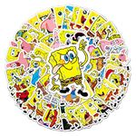 STAR WORK 50 Pcs Cute Stickers, Cartoons,Vinyl Waterproof Stickers for Water Bottles Laptop Skateboard Journaling Scrapbook, Sticker Decals for Adults Teens Girls Kids and Women (Spongebob)