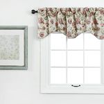 Renaissance Home Fashion Dahlia Lined Scalloped Valance with Cording, 55 by 17", Beige