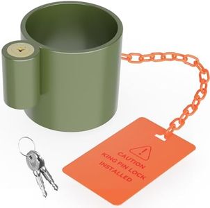 RVGUARD 5th Wheel Lock (Green), Heavy Duty Steel King Pin Lock with Anti-Theft Warning Tag, for 5th Wheel/Semi Trailers/RVs/Containers