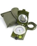 Sportneer Military Lensatic Sighting Compass with Carrying Bag, Waterproof and Shakeproof, Army Green