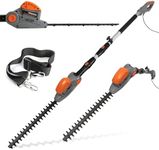 Terratek Corded Extendable Pole Hedge Trimmer 550W 2.5M Telescopic Hedge Trimmer Long Reach Hedge Cutter with 4 Position's, 10m Cable and Shoulder Strap Included