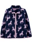 Simple Joys by Carter's Girls' Full-Zip Fleece Jacket, Lilac Navy Unicorn, 4 Years