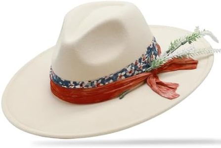 OIERFE Fedora Hat for Men & Women - 3.34 Inch Wide Brim Hat for Outdoor,Original Design Felt Hat with Gift Ready Packaging Beige
