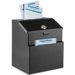 Flexzion Suggestion Box with Lock Wall Mounted Multi-Purpose Donation Ballot Charity Mailbox Idea Forms Collection Key Drop Box w/ 25 Feedback Cards, Expansion Bolts & Keys (Black)