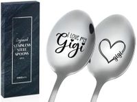 Grandma Gifts, Mothers Day Gifts for Grandma, 2 Pcs Stainless Steel Engraved Spoons, Gigi Gifts, I Love My Gigi