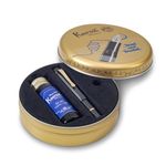 Kaweco PISTON FILLER Sport Starter Set Black I Classic Fountain Pen with Steel Nib for Ink Bottles in Nostalgic Box including Kaweco Ink Bottle in Royal Blue 13 cm I Nib: M (Medium)