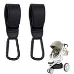 Pram Bag Clips,2PCS Pram Clips for Bags,Buggy Clips for Pram Set,Black Pram Hooks for Bags,PU Leather Pram Clips for Bags,Suitable for Mommy Diaper Bag/Pushchair/Shopping Grocery/Backpack/Outdoor Use