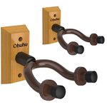 Ohuhu Guitar Wall Mount Hanger: 2-Pack Guitar Wall Mounts Guitar Hangers Wall Hook Holder Stand with Screws Wood Guitars Hanging Wall Hooks for Ukulele Bass Electric Acoustic Guitar Banjo Mandolin