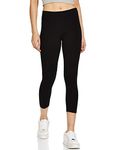 GO COLORS Women Black Mid Rise Cotton Cropped Leggings - XL