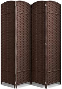 Sorbus 4 Panel Room Divider 6 ft. Tall - Privacy Screen, Extra Wide Double Hinged Panels, Mesh Hand-Woven Design, Partition Room Dividers and Folding Privacy Screens, Wall Divider for Room Separation