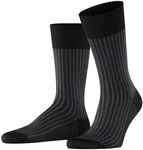 FALKE Men's Oxford Stripe Dress Socks, Black (Black-Mix 3010), 6.5-7.5
