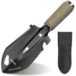 WILDAIR Camping Shovel Multifunctional 7 in 1 Survival Multitool Small Survival Shovel for Camping Tactical Shovel (Black)