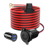 Hoembpn 2m Car Cigarette Lighter Socket Extension Cable 14AWG Power Cable with 20A Fuse 12V/24V Waterproof Heavy Duty, 12V/24V Mini Dual USB Car Charger Socket Car Boat Motorcycle,12V/24V Waterproof