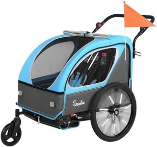 Sepnine Kids Bike Trailer, 2 in1 Canopy Carrier Converts to Pushcart Suitable for 1 to 2 Toddlers, Kids, Quick Attach to Bike, Foldable, with 5-Point Harness and Storage Bags