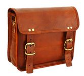 URBAN DEZIRE 10 inch Small Messenger Bag Crossbody Vintage Men Satchel Handmade Shoulder Bag, Brown, Brown, 11" Length x 9" height x 3.5" width