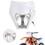 AnXin Dirt Bike LED Headlight,Motorcycle Head Light Kit Universal for EXC SXS SX EXC XC XCF XCW XCFW SXF SMR MX EGS 50 85 125 150 250 300 350 450 500 525 Enduro Supermoto White