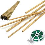 HOPELF 50 Pack 3ft Bamboo Plant Stakes for Wood Garden Sticks，Wooden Plant Supports，Bamboos，Trellis，Crafts, More Size Choices 8"/12"/16"//2'/3'/4'/5'/6'