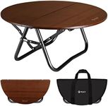 VILLEY Bamboo Round Folding Table, Camping Half-fold Portable Table with Carrying Bag for Indoor & Outdoor Picnic Coffee Barbecue Beach Card Game