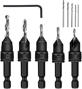 MulWark 82° Countersink Drill Bit Set incl. 5pcs Free Replaceable HSS Drill Bits for Wood｜3/8" Quick-Change -Chamfered Adjustable Drilling Tool Kit on Pilot Counter Sink Holes for Woodworking- 5 Pack