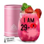 CROWNLY CRYSTAL® 30th Birthday Gifts for Women Stemless Wine Glasses Personalised Gifts 30th Birthday Decorations Auntie Birthday Gifts for Mum Funny Birthday Gifts for Women Gift Ideas for Women