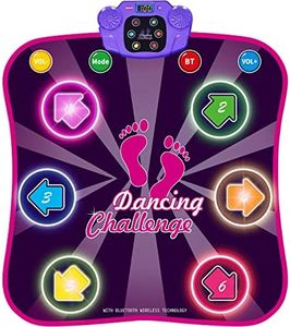 Kids Dance Mat for Girls - Birthday Gifts for 4 5 6 7 8 Year Old Girl - Toys for Ages 4 5-7 - Electronic Dance Pad with Light Up 6 Button & Wireless Bluetooth & 5 Game Modes