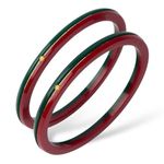 Hem Jewels by Ashok Jewellers 22kt (916) Yellow Gold Handmade Pola Bangles/Wedding Chooda/Churas for Women with Purity Certificate (Set of 2pcs) - Red Green (2.10 Aani)