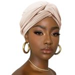 DRESHOW Hair Wrap for Women Ribbed Soft Stretch Jersey Head Scarf Breathable Lightweight Turban Solid Color