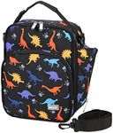 Lunch Boxes Bag for Kids,VASCHY Insulated Lunchbox Reusable Containers for Boys with Detachable Shoulder Strap for School Black Dinosaur