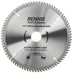 Rennie Tools - 210mm x 30mm x 80T TCT Circular Wood Saw Blade Includes 25mm 20mm & 16mm Bore Reduction Rings. Compatible with Festool Bosch Makita Dewalt Circular Saw Etc, Fits 216mm circular saws.