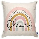 KRAFTYGIFTS Personalised Girls Bedroom Pillow Rainbow Cushion Cover Nursery Birthday KC105