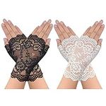 obmwang 2 Pairs Women's Lace Gloves