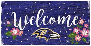 Fan Creations NFL Baltimore Ravens Unisex Baltimore Ravens Welcome Floral Sign, Team Color, 6 x 12