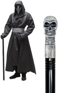 GAGIFT WORLD Skull Walking Cane Costume Prop – Metal Pimp Cane with Plague Doctor and Witch Doctor Design for Halloween & Cosplay
