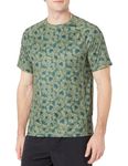 Amazon Essentials Men's Short-Sleeve Quick-Dry UPF 50 Swim Tee, Olive, Hibiscus Flower, Medium