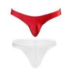 BRUCHI CLUB Mens and Boys Thong Strechable Cotton Underwear Unique Flexible Red and White Medium Size Pack of 2