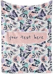 Personalized Butterfly Blanket | Custom Blanket | Girl Stuff | Soft Customized Throw Blankets for Girls | Monogrammed Name Blanket | Plush Gifts for Kids | 30x40 Fleece