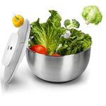 Salad Spinner 4.8 L,Stainless Steel Electric Vegetables Washer Dryer with USB Chargeable,Lettuce Spinner and Dryer,Wash,Spin & Dry Salad Greens,Fruit Vegetable Strainer Spinner