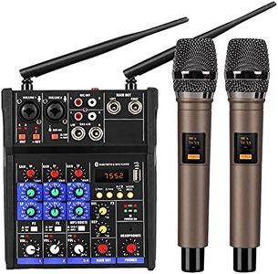 Sknrlko 4 Channel Audio Mixer Console with Microphone Sound Mixing with USB Dj Mixer+ Karaoke
