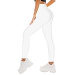 SINOPHANT High Waisted Leggings for Women - Full Length & Capri Buttery Soft Yoga Pants for Workout Athletic(Full White,XXL)