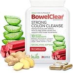 BowelClear Strong Colon Cleanse Detox - Natural Laxatives for Constipation Relief Tablets - Herbal Bowel Cleanse and Stool Softener with Aloe Vera + Fibre for Daily Bowel Support - 90 Vegan Capsules