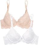 Smart & Sexy Women's Signature Lace Push-up Bra 2-Pack, in The Buff/White, 34B