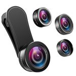 AMIR Phone Camera Lens, 230°Fisheye Lens + 0.65X Super Wide Angle Lens + 15X Macro Lens, Clip on 3 in 1 HD for iPhone Lens Kit for iPhone X, 8/7 Plus/7, Samsung Android Smartphones