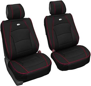 FH Group Car Seat Covers Front Set Black Red Trim Faux Leather Seat Cushions - Car Seat Covers for Low Back Seat, Universal Fit, Automotive Seat Covers, Airbag Compatible Car Seat Cover for SUV, Sedan