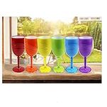 Set of 6 Plastic Wine Glasses Plastic Reusable Drinking Glasses Goblets Perfect for Indoor & Outdoor Dining Parties & BBQs