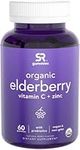 Sports Research Elderberry Gummies Concentrate with Vitamin C, Zinc & Probiotics for Immune Support & Gut Health | USDA Organic, Vegan Certified & Non-GMO Verified (60 Gummies)